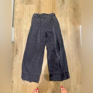 Anthropologie Slate Gray Wide Cropped Pants